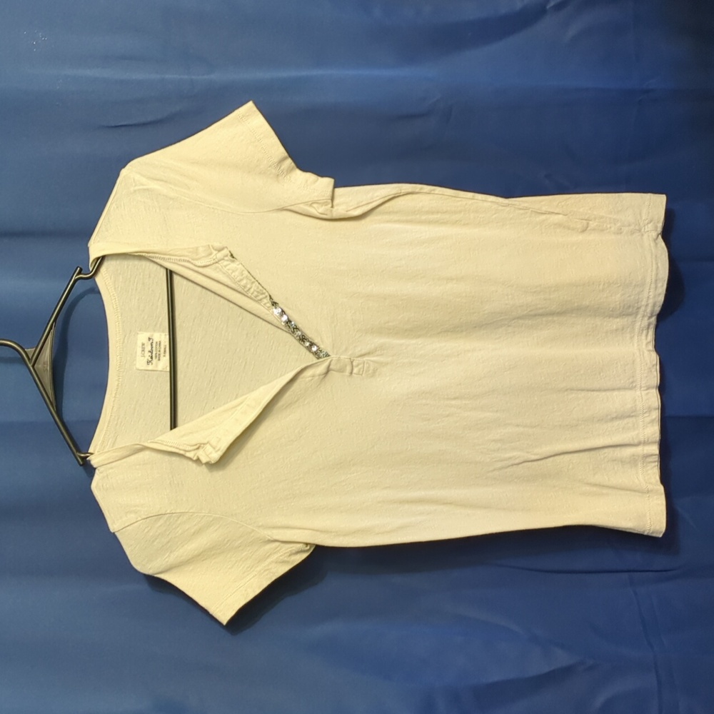 J. Crew Heinloom White T-shirt with Sequined strip on the neck line